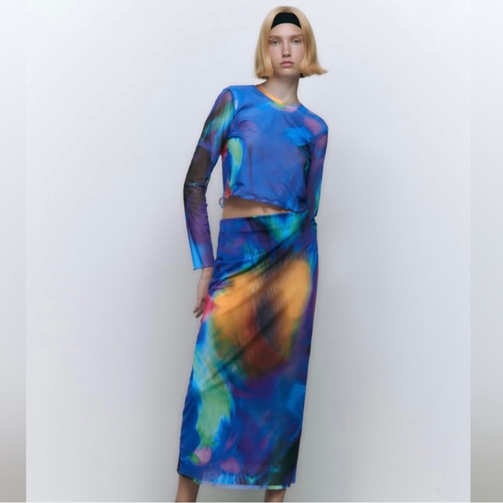 Zara abstract print skirt tulle